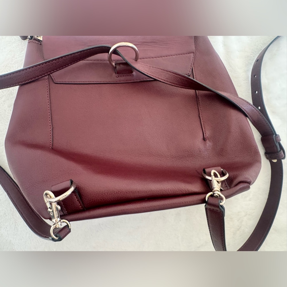 Gap Synthetic Leather Backpack Purse.  Burgundy with silver accents. Never used. - Picture 10 of 15